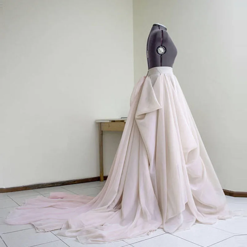 Haute Couture Румяна Свадебные Юбка со шлейфом индивидуальный заказ Обнаженная драпированные Свадебная юбка бальное платье слоистых длинная