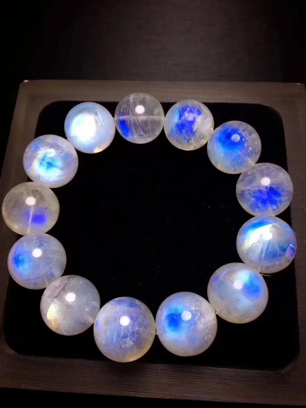 Браслеты из натурального лунного камня с синими огнями, Исцеляющие браслеты с кристаллами 16 мм, браслеты из круглых бусин для женщин, высокое качество, лунный камень AAAAAA