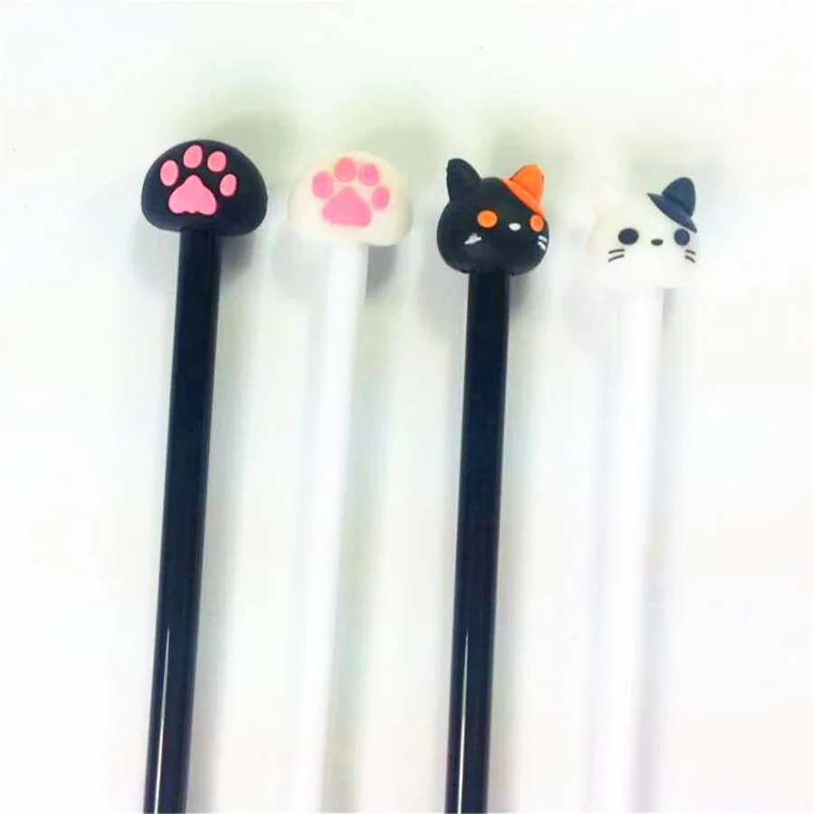 48 шт./лот, гелевая ручка Kawaii Little Cat& Paw, 0,5 мм, черная ручка для рисования, для студентов, сделай сам, эскизные ручки,, офисные школьные принадлежности
