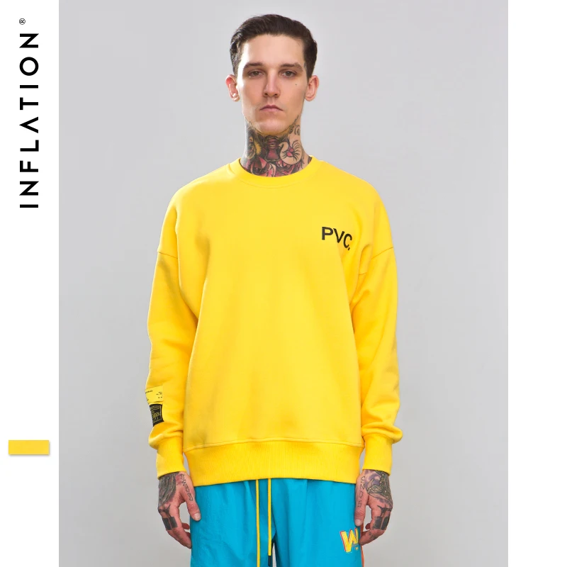 

INFLATION Pullover men cool hoodies men sweatshirts yellow tracksuit streetwear hip hop fashion Male Trendy Sweatshirts 8800W