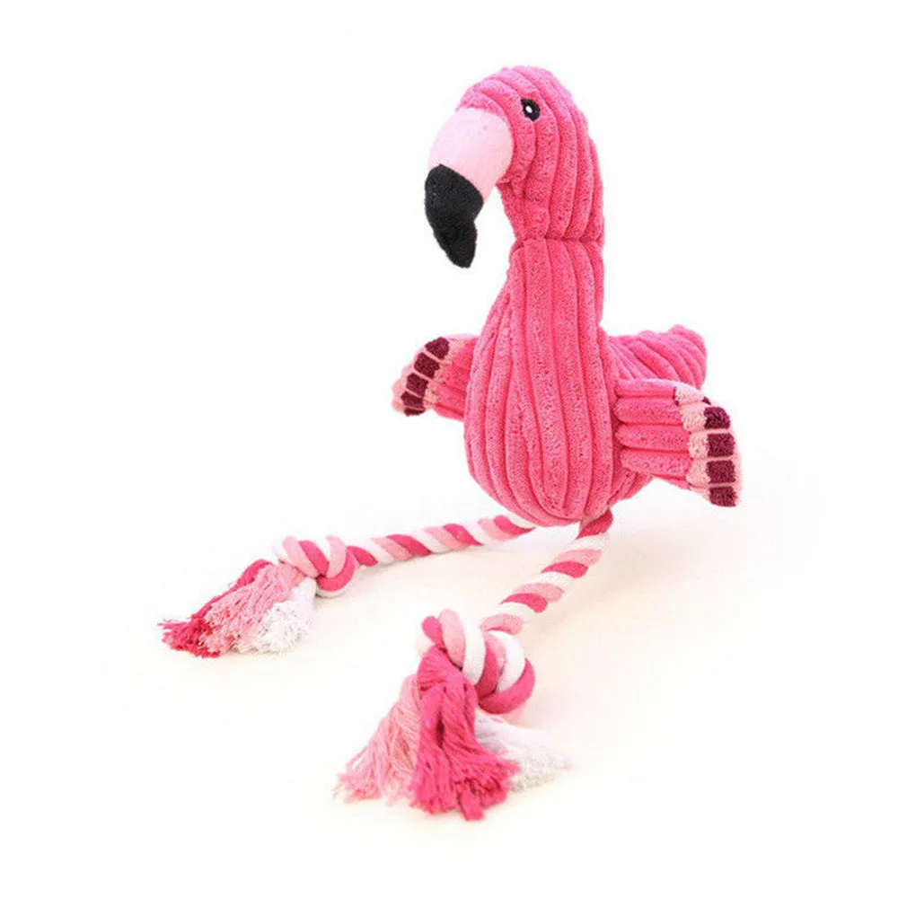 Pink Flamingo Shape Pet Toy Interactive Chew Squeaky Sound Toys with