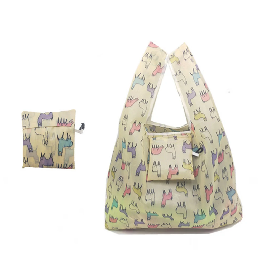 

Reusable Pouch Large Simple Women Causal Storage Shopping Bag Folding Fashion Eco-friendly Tote Polyester Portable tote bag