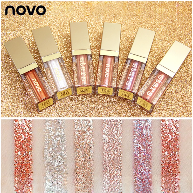 

NOVO 6 Color Diamond Shine Liquid Eyeshadow Makeup Glitter Eye Shadow Gel Waterproof Crystal Metallic Nude Natural Cosmetics