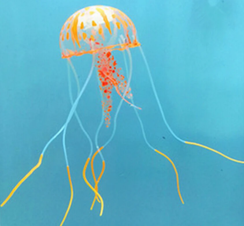 Горячая новинка светящийся эффект аквариума декор аквариум искусственная силиконовая Медуза мини подводная лодка орнамент - Цвет: orange