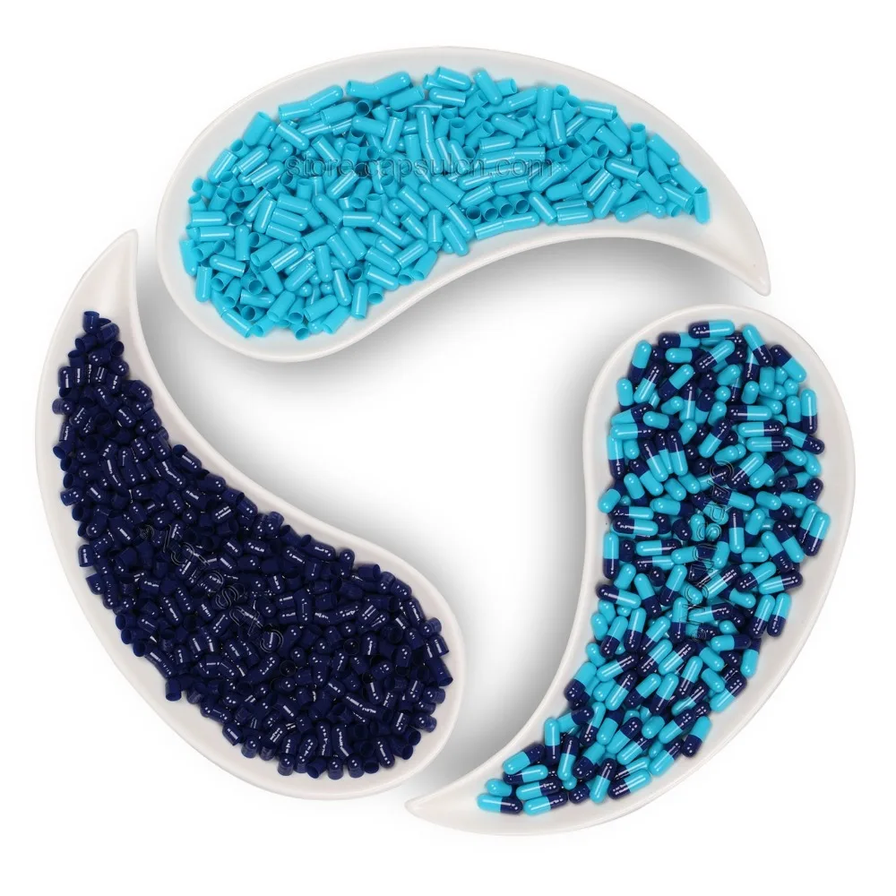 

5000 Pieces / Carton Size 0 Empty Gelatin Capsules Dark Blue&Blue Colored,joined or separated capsule