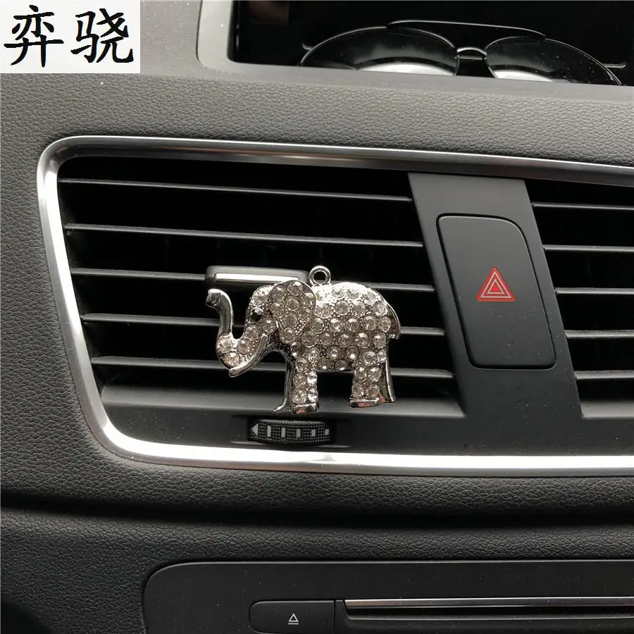 

Metal diamond elephant car styling Air conditioner perfume clip Lady air freshener Color diamond car perfume Auto accessories
