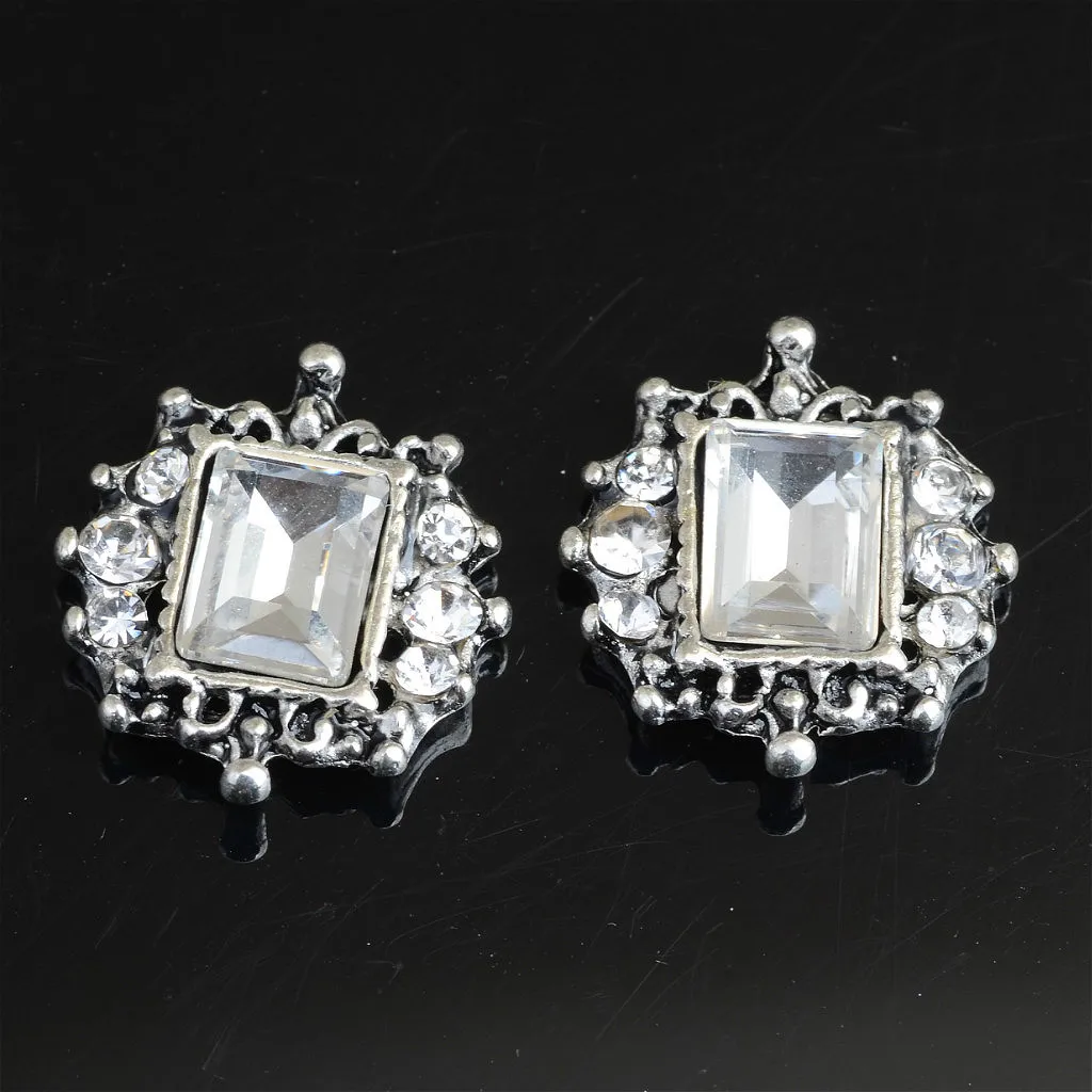 10pcs Square Crystal Rhinestone Flatback Buttons Embellishment Wedding Craft