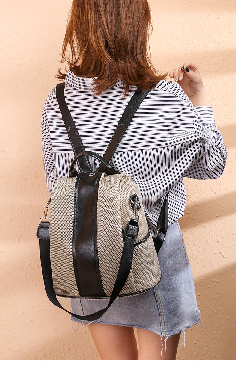 Женский рюкзак женская сумка через плечо анти вор школьные рюкзаки для девочек-подростков дорожные Лоскутные сетчатые сумки mochila XA471H