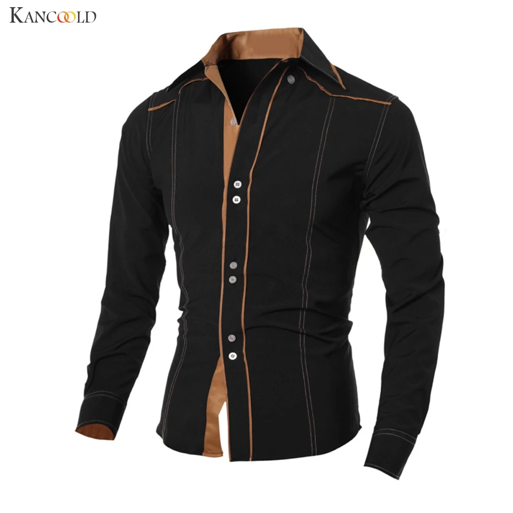 Men Long Sleeve Shirt Male Formal Evening Party Dress Shirts Business