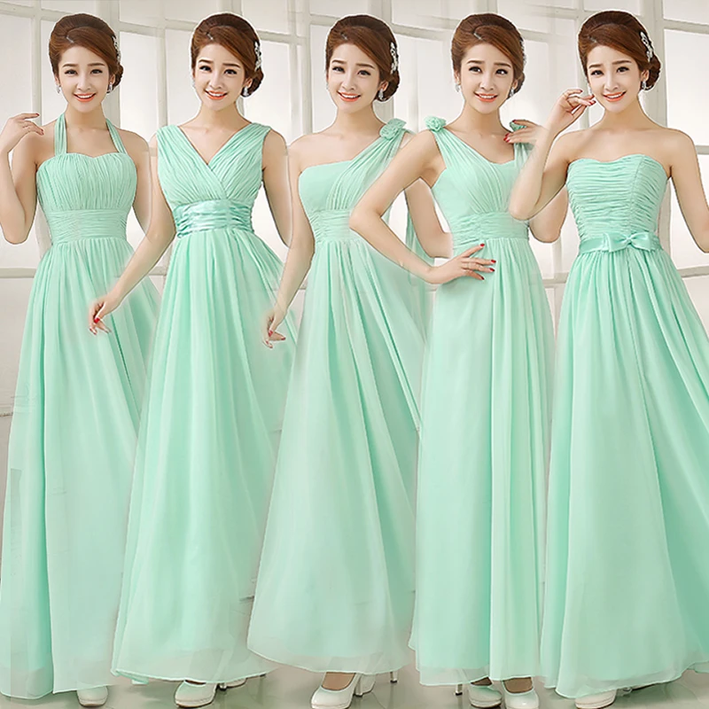 2019 Cheap  Long Mint  Green  Bridesmaid  Dresses  Party Prom  