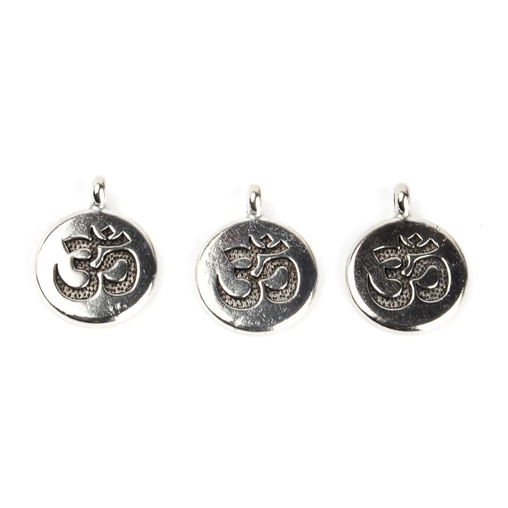 

20pcs Antique Silver Color Vintage Yoga OM Aum Ohm Mantra Sign Round Shaped Alloy Charms Pendant For Jewelry Making DIY