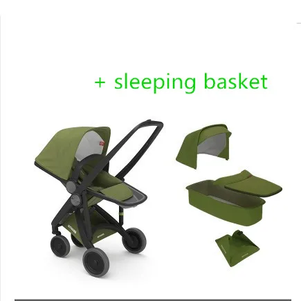 Детская коляска с высокими пейзажами, складной светильник, герметичная и откидывающаяся Двусторонняя детская коляска - Цвет: Army green  1