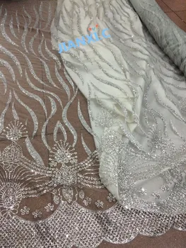 

5yards JIANXI.C-111676 New material mesh tulle hand print glitter lace fabric for wedding dress