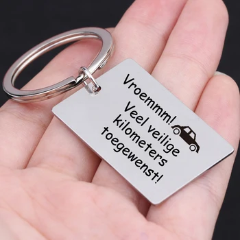 

Stainless Steel Keychain Engraved Vroemmm Veel Veilige Kilometers Toegewenst Gift For Driver Safe Key Ring Key Set Holder