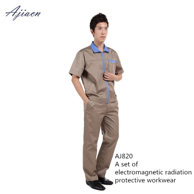 

Ajiacn Genuine A set of electromagnetic radiation protective summer short-sleeved workwear EMF shielding staff uniforms