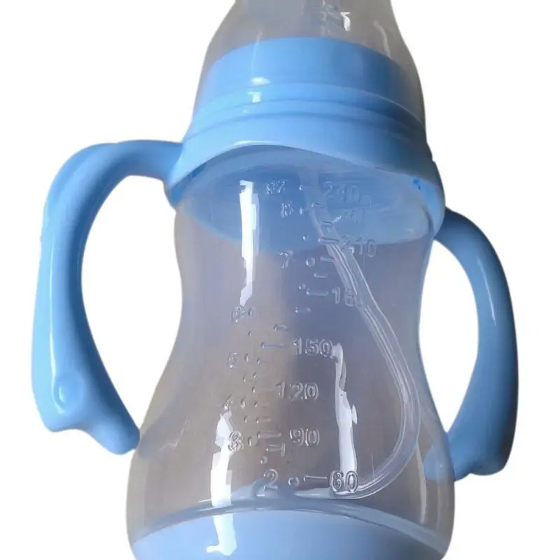 Дети учатся Кормление питьевой Бутылки для воды милые детские влагозащищенная бутылка с соломой Двойной Ручки анти-капля
