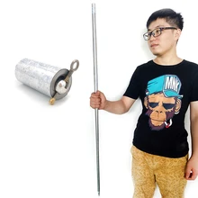 

1.1M/ 3.6' Portable Magic Stick Martial Arts Metal Staff Retractable Stick Golden Cudgel Magic Item Props Silvery