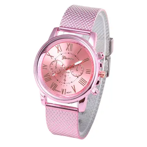 Digital Ladies Watch Quality Fashion Geneva Roman Numerals Faux Leather Analog Quartz Ladies Watch Bracelet Electronic Clo