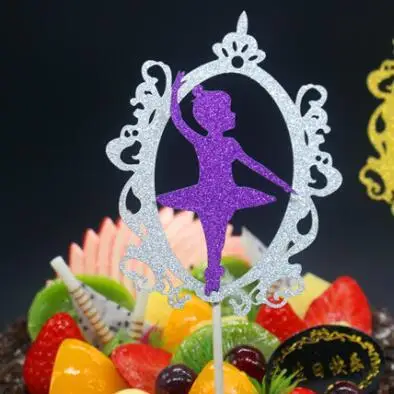 

1pc Magic Mirror Ballet Angel Birthday Cake Flag Creative Topper Flags For Wedding Birthday Party Cake Baking Decoration