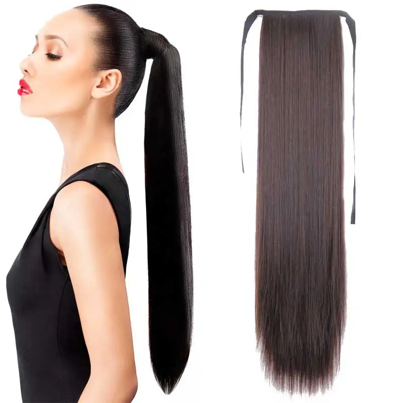 22Long Hot Sale  Long Straight Ponytail Hairpieces Fashion Natural Hair  Women's Ponytail Top Quality 15Colors Choose