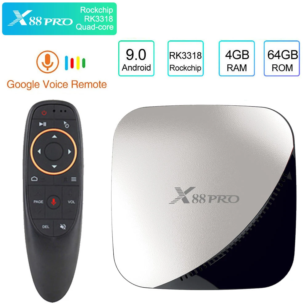 

Android TV Box X88 Pro 4G 64G android 9.0 smart tv Rockchip RK3318 Quad-Core 2.4G&5G WIFI 4K HDR Media Player Google Play tv box