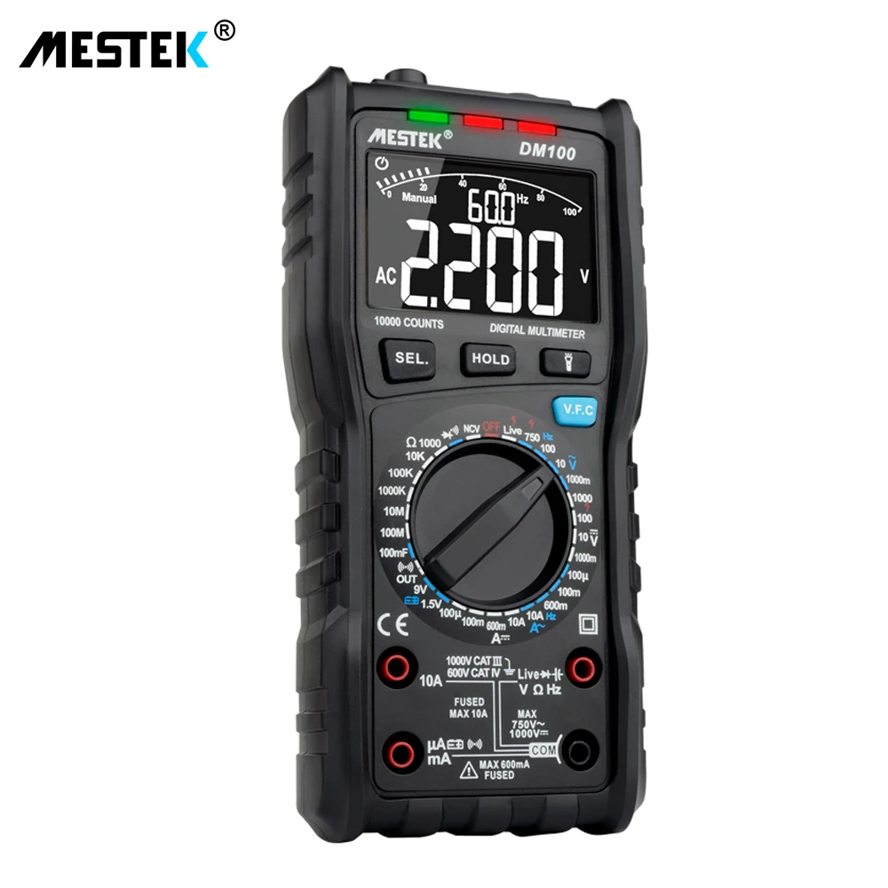 MESTEK Digital Multimeter Tester Capacitance Fast Speed DC DC 10000 Counts multimetro digital profissional Anti-burn Alarm DM100