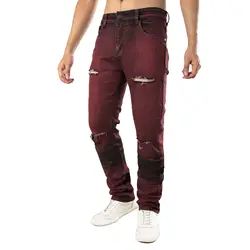 Весенне-летние однотонные рваные джинсы брендовая одежда джинсовые брюки мужские облегающие модные уличные джинсы высокого качества
