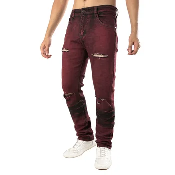 

Spring Summer Solid Ripped Jeans Brand Clothing Denim Trousers Men Slim Fit Fashion Streetwear High Quality Stretch Jeans