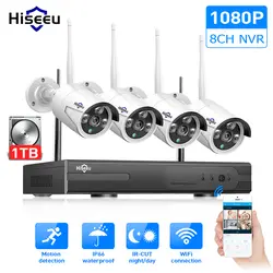 Hiseeu 8CH Беспроводная система видеонаблюдения 1080 P 1 ТБ HDD 2MP NVR IP IR-CUT наружная ip-камера видеонаблюдения Система безопасности комплект