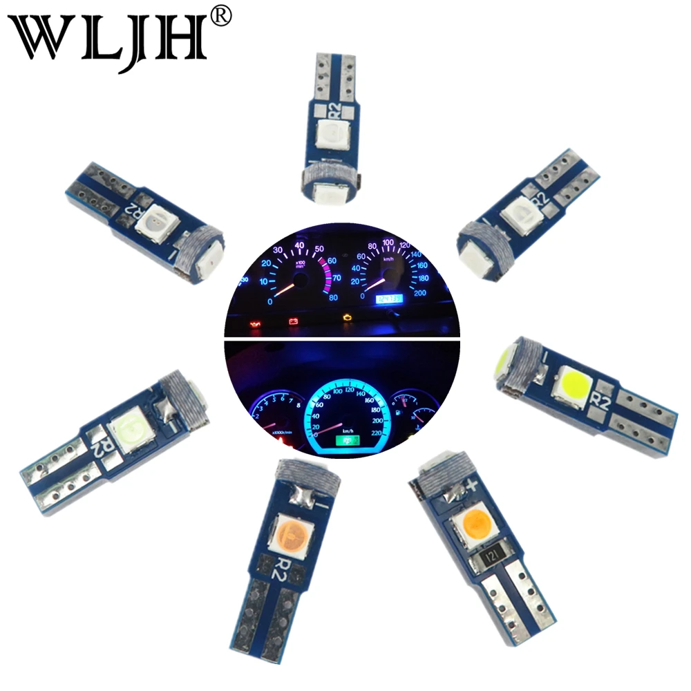 WLJH 6x12V Canbus T5 светодиодный 3030 SMD панель приборов датчик кластерный брелок