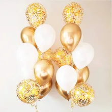 10/18pc Metal oro cromado plata globos de látex transparente de oro confeti boda globo de cumpleaños Rosa dorados fiesta decoración Balao