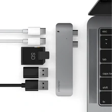 dodocool 6-in-1 Dual USB-C Multiport Hub 10 Gbps USB 3.0 SD/TF Card Reader 5K Video Type-C for MacBook Pro TV monitor projector