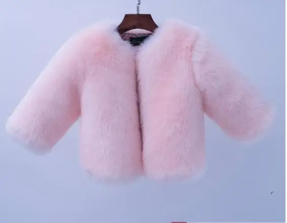 Пушистый Осенняя и зимняя одежда для маленьких девочек из искусственного меха лисы пальто теплая куртка зимний толстый хлопок Короткие Детские Верхняя одежда для малыша N207