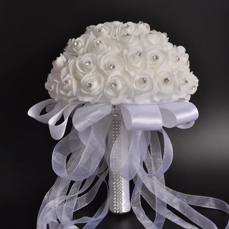 

Artificial rhinestone wedding bouquets PE foam roses bridal white bouquet wedding flowers bridal bouquets WAS10022