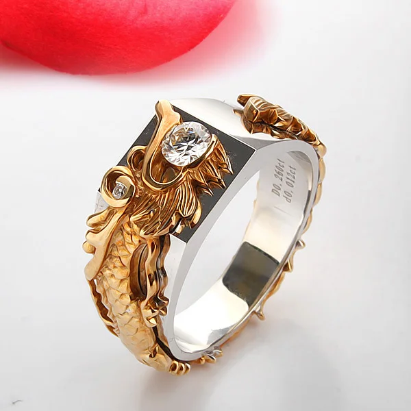 Chinese Dragon Magic Men Luxury Jewelry Solid 14k White Gold Wedding Chinese Dragon Magic Men Luxury Jewelry Solid 14k White Gold Wedding Ring 0 33ct Sona Positive