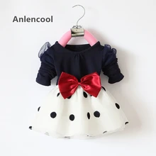 Anlencool/ г.; Лидер продаж; платье для маленьких девочек с милым бантом и длинными рукавами; Весенняя спортивная одежда в стиле принцессы; праздничная одежда; платье для малышей; От 0 до 2 лет