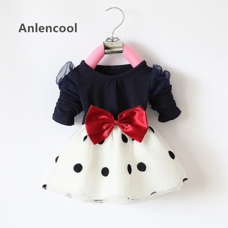 

Anlencool 2019 Hot Sales Baby Girls Dress Cute Bow Long Sleeve Spring Sport Princess Style Party Clothing Baby dress 0-2 Years