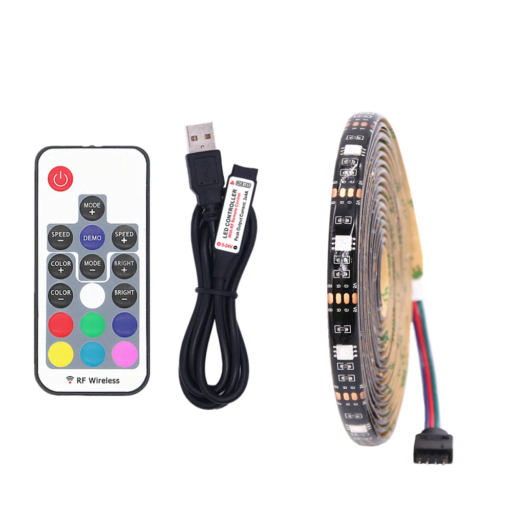 5050 Waterproof 5V USB Port Power LED RGB Strip light Flexible String Tape for TV Desktop Background Decor Black PCB | Освещение