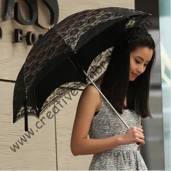 

Black double Embroidery lace fabric,100%sunscreen,UPF>50+,parasol,8k ribs,two fold,spring,windproof,pricess parasol,acrylic