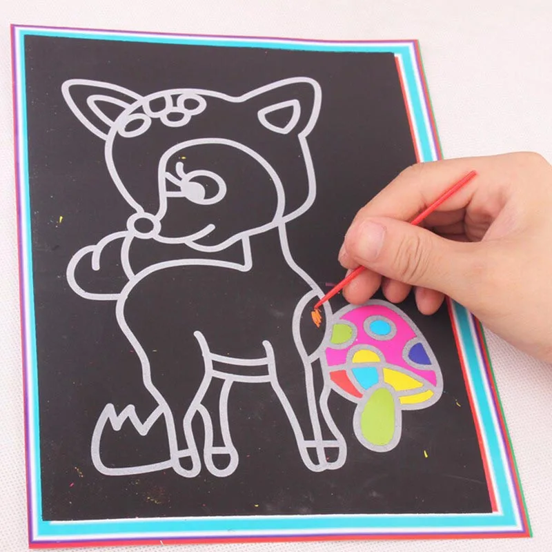 2Pcs Colorful scratch Drawing paper Sand painting puzzle learning education classic font b toys b font