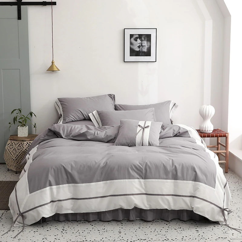 100 Cotton White Gray Shabby Patchwork Duvet Cover Bedding Set 4 6pieces Ultra Soft Comforter Cover Bed Sheet Pillow Shams Bedding Sets Aliexpress