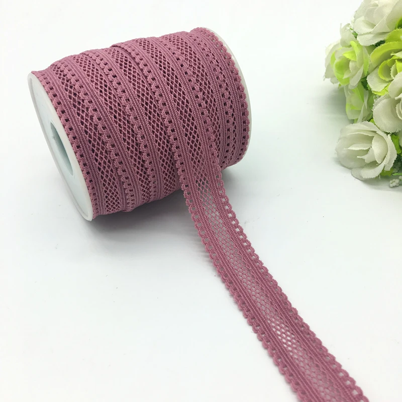 

5yards/lot 5/8"(16mm) Pale Mauve Bilateral Lace Grid Fold Over Elastic Spandex Lace Band Ties Hair Accessories Lace Trim