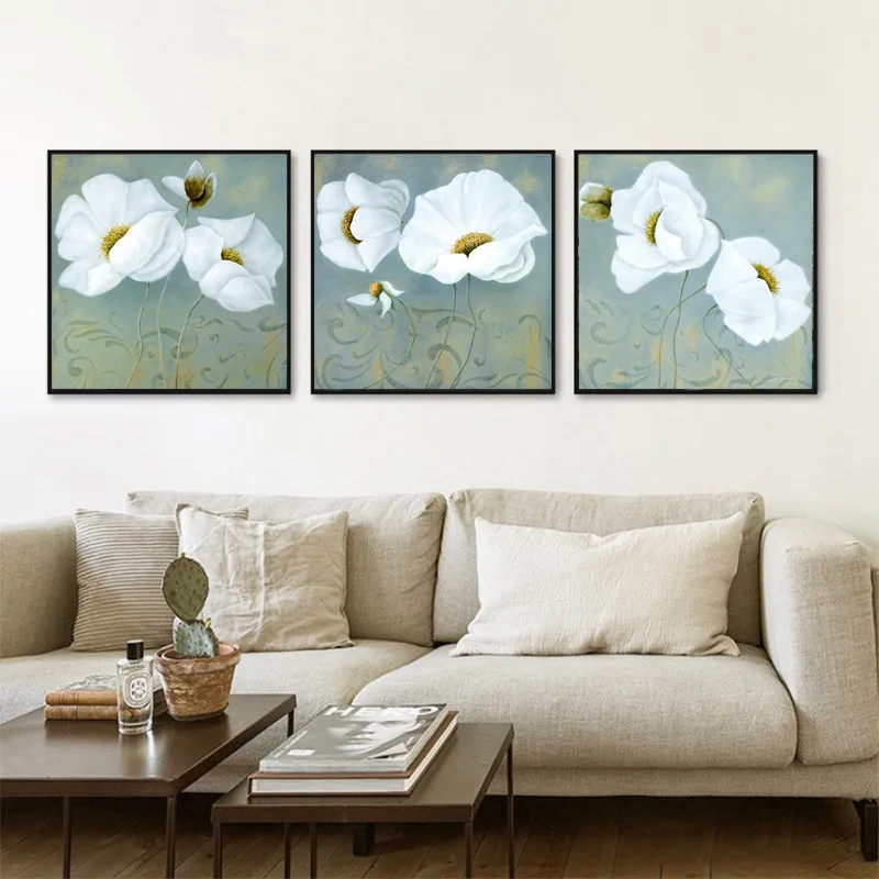 

3 Panels Canvas Flower Painting For Living Room Home Decoration Printed Oil Painting On Canvas Wall Printing Art Dropshipping