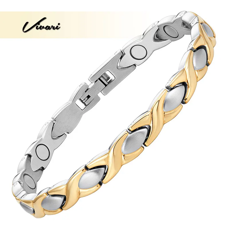 

Vivari Bio Energy Health Bracelet For Women Magnetic Bangles Stainless Steel 2-Tone Colors Promote Blood Circulation Bracelets