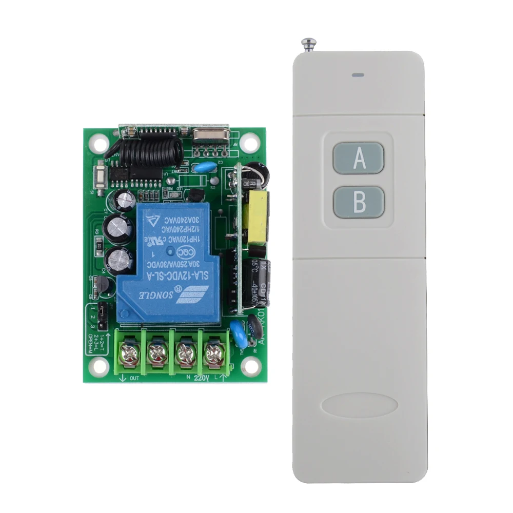 

AC85V- 250V 110V 220V 1 Channel 3000W RF Wireless Remote Control Switch System 30A Relay Receiver With 3000M Distant Transmitter
