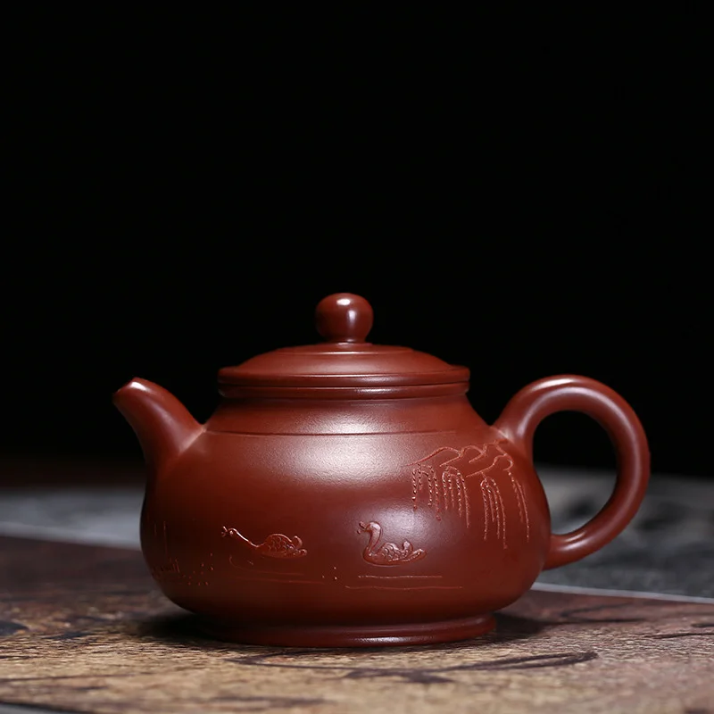 

PINNY 130ml YiXing Purple Clay "Pan" Teapot Zisha Tea Pot Hand Made Natural Ore Purple Sand Crafts Chinese Kung Fu Tea Set