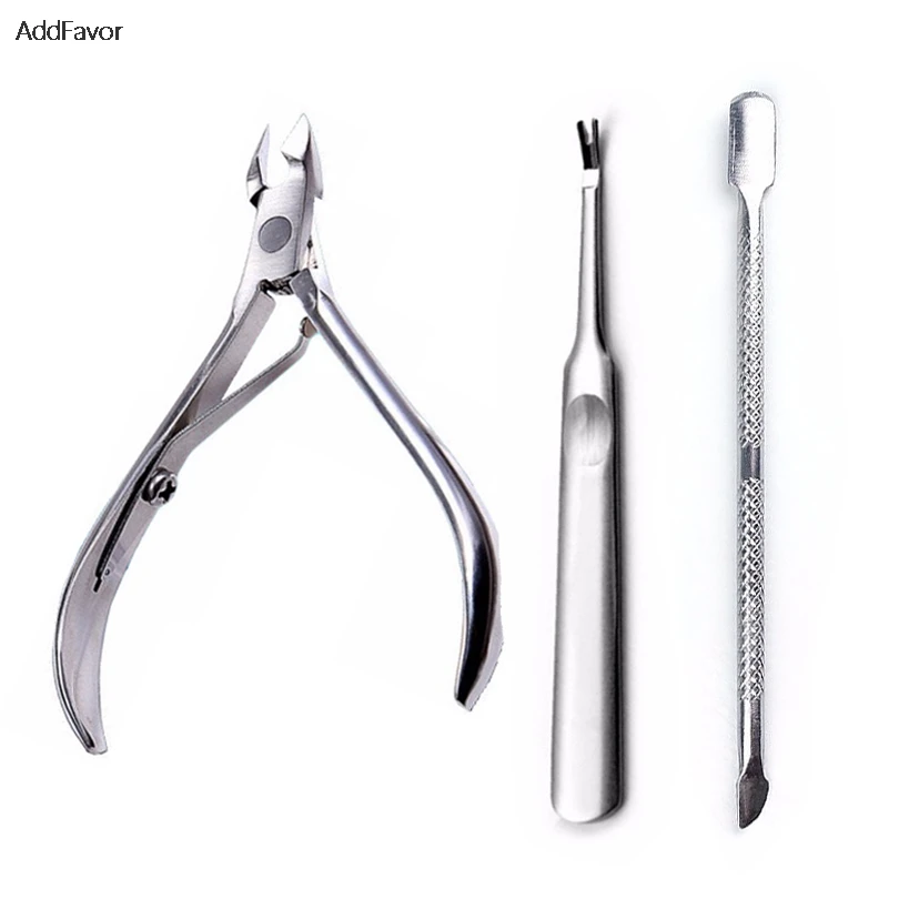 Набор инструментов для удаления кутикулы из нержавеющей стали AddFavor, 3 шт., щипцы для педикюра, триммер для омертвевшей кожи, инструмент для маникюра, ножницы для кутикулы