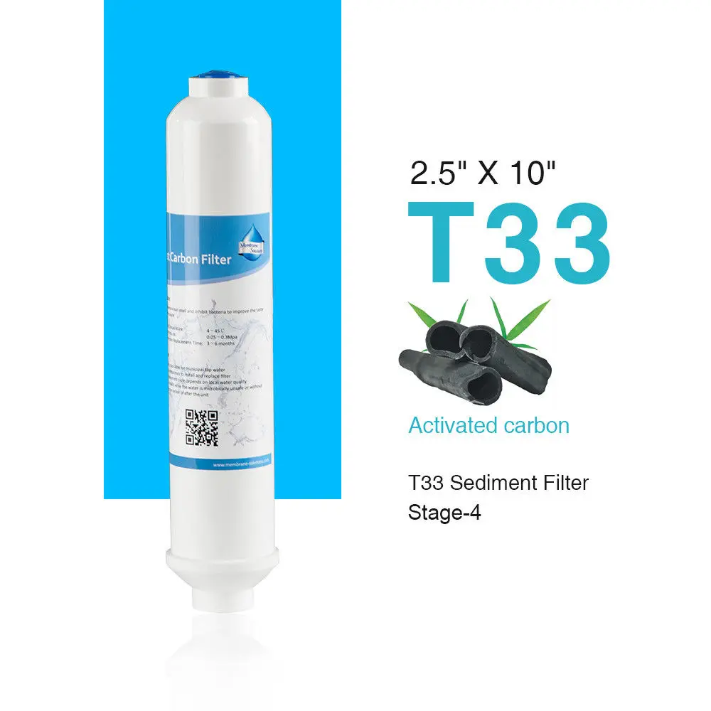 Water Purifier Filter Cartridges Replacement 10 inch T33 Inline Sediment Filter