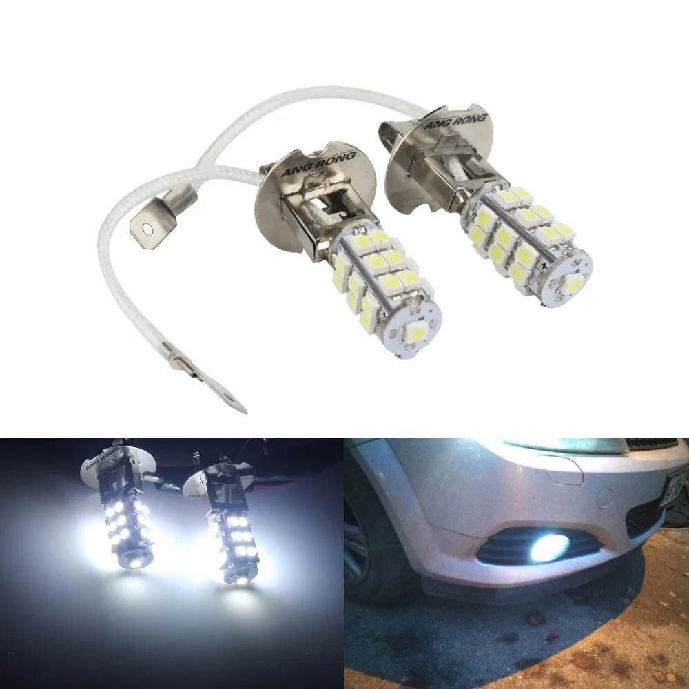 

ANGRONG 10pcs/lot Auto H3 25 SMD 3528 LED Xenon-White Car Fog Light Bulbs Lamp(CA107x10)