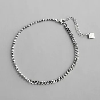 

100% 925 Sterling Silver Anklets For Women 2020 Round Beads Chain Vintage Anklets Foot Jewelry Leg Bracelet Cheville Femme Gift